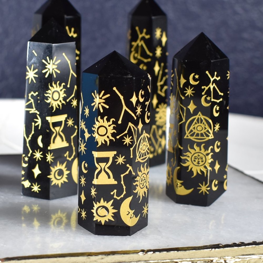 Sacred Geometry and Celestial Black Obsidian Point